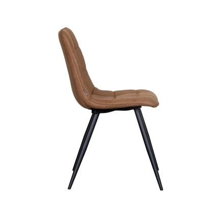 LABEL51 - Eetkamerstoel Bistro 46x59x86 cm - Cognac Micro Suede | Zwart Metaal