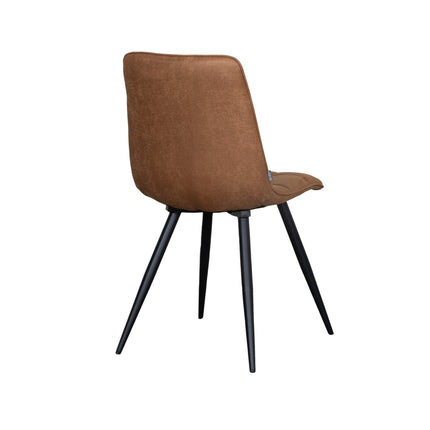 LABEL51 - Eetkamerstoel Bistro 46x59x86 cm - Cognac Micro Suede | Zwart Metaal