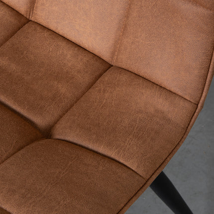 LABEL51 - Eetkamerstoel Bistro 46x59x86 cm - Cognac Micro Suede | Zwart Metaal