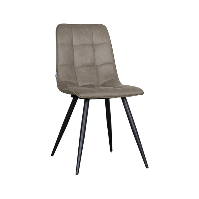 LABEL51 - Eetkamerstoel Bistro 46x59x86 cm - Taupe Micro Suede | Zwart Metaal