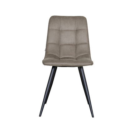 LABEL51 - Eetkamerstoel Bistro 46x59x86 cm - Taupe Micro Suede | Zwart Metaal
