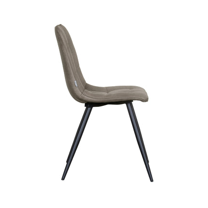 LABEL51 - Eetkamerstoel Bistro 46x59x86 cm - Taupe Micro Suede | Zwart Metaal