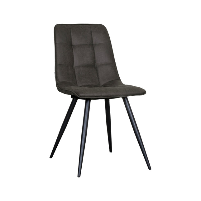 LABEL51 - Eetkamerstoel Bistro 46x59x86 cm - Antraciet Micro Suede | Zwart Metaal