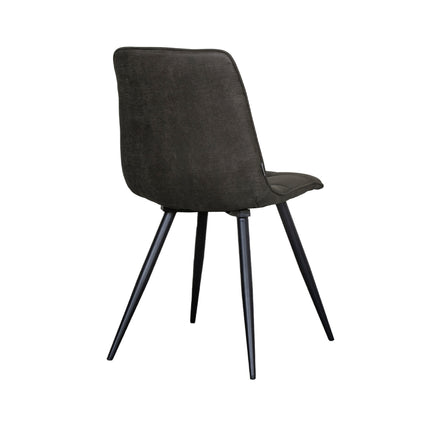 LABEL51 - Eetkamerstoel Bistro 46x59x86 cm - Antraciet Micro Suede | Zwart Metaal