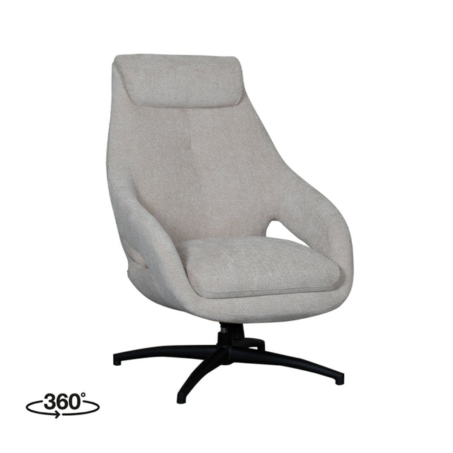 LABEL51 - Draaifauteuil Maxwell 75x84x108 cm - Naturel Elite | Zwart Metaal