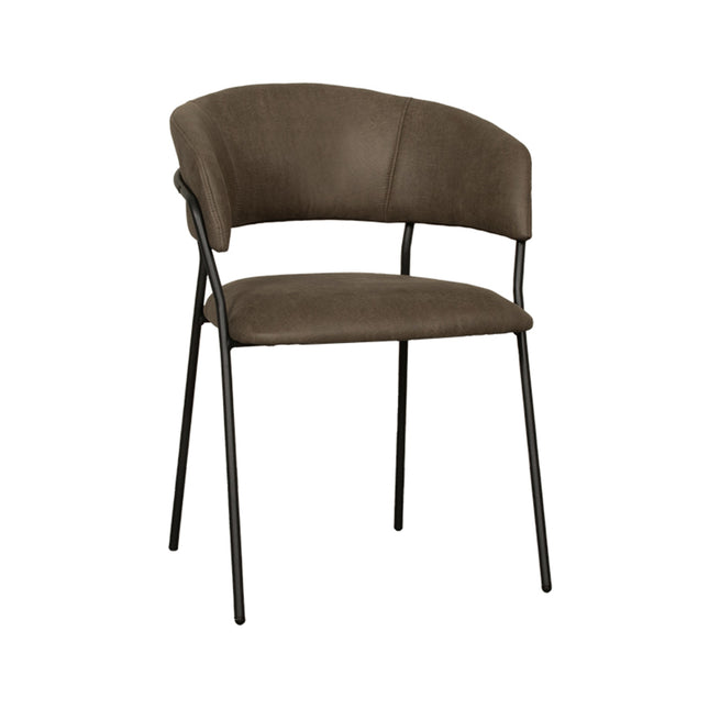 LABEL51 - Eetkamerstoel Luuk 58x45x80 cm - Moss Micro Suede | Zwart Metaal