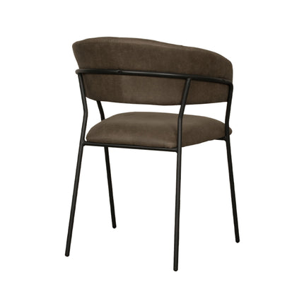 LABEL51 - Eetkamerstoel Luuk 58x45x80 cm - Moss Micro Suede | Zwart Metaal