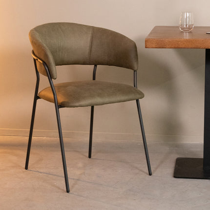 LABEL51 - Eetkamerstoel Luuk 58x45x80 cm - Moss Micro Suede | Zwart Metaal