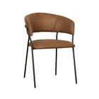 LABEL51 - Eetkamerstoel Luuk 58x45x80 cm - Cognac Micro Suede | Zwart Metaal