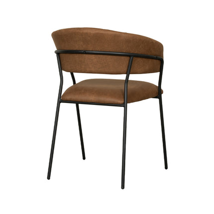 LABEL51 - Eetkamerstoel Luuk 58x45x80 cm - Cognac Micro Suede | Zwart Metaal