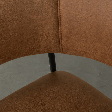 LABEL51 - Eetkamerstoel Luuk 58x45x80 cm - Cognac Micro Suede | Zwart Metaal
