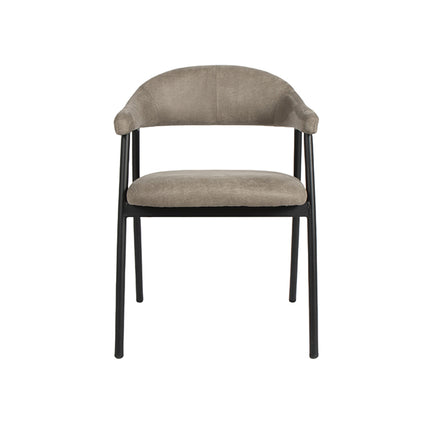 LABEL51 - Eetkamerstoel Amaze 54x54x80 cm - Taupe Micro Suede | Zwart Metaal