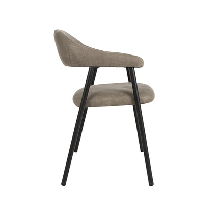 LABEL51 - Eetkamerstoel Amaze 54x54x80 cm - Taupe Micro Suede | Zwart Metaal