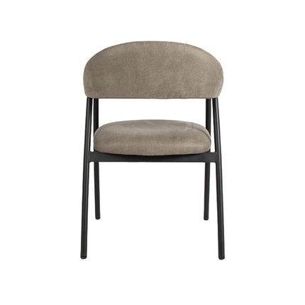 LABEL51 - Eetkamerstoel Amaze 54x54x80 cm - Taupe Micro Suede | Zwart Metaal