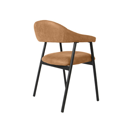LABEL51 - Eetkamerstoel Amaze 54x54x80 cm - Cognac Micro Suede | Zwart Metaal