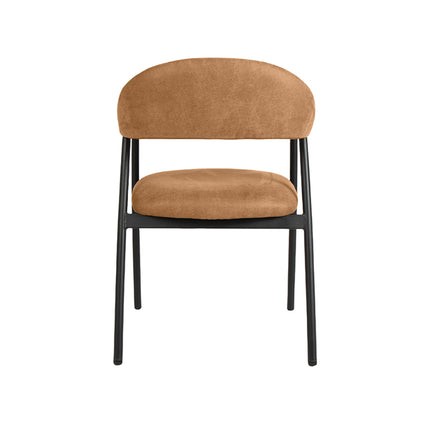 LABEL51 - Eetkamerstoel Amaze 54x54x80 cm - Cognac Micro Suede | Zwart Metaal