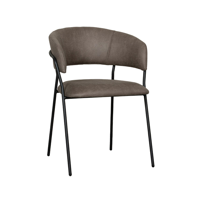 LABEL51 - Eetkamerstoel Luuk 58x45x80 cm - Taupe Micro Suede | Zwart Metaal