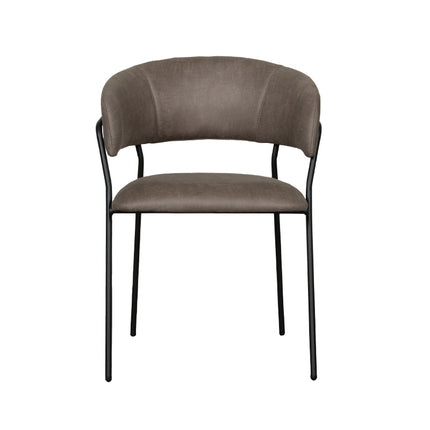 LABEL51 - Eetkamerstoel Luuk 58x45x80 cm - Taupe Micro Suede | Zwart Metaal