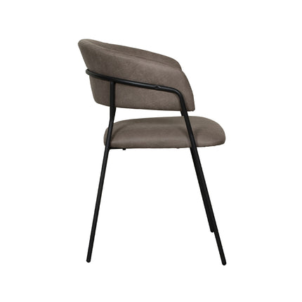 LABEL51 - Eetkamerstoel Luuk 58x45x80 cm - Taupe Micro Suede | Zwart Metaal