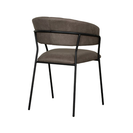 LABEL51 - Eetkamerstoel Luuk 58x45x80 cm - Taupe Micro Suede | Zwart Metaal
