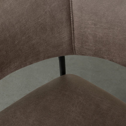 LABEL51 - Eetkamerstoel Luuk 58x45x80 cm - Taupe Micro Suede | Zwart Metaal