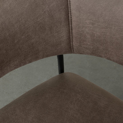 LABEL51 - Eetkamerstoel Luuk 58x45x80 cm - Taupe Micro Suede | Zwart Metaal