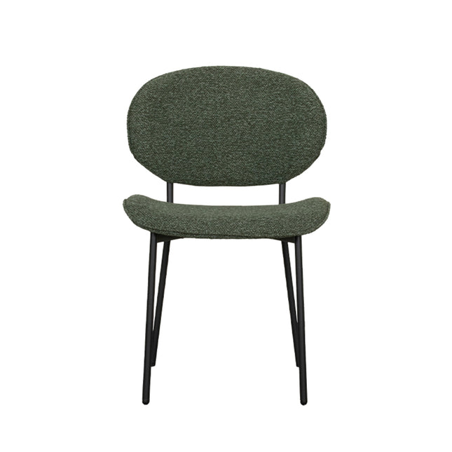 LABEL51 - Eetkamerstoel Senn 59x53x85cm - Forest Royal Boucle | Zwart Metaal