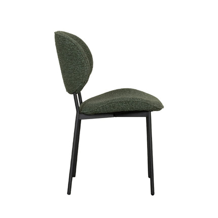 LABEL51 - Eetkamerstoel Senn 59x53x85cm - Forest Royal Boucle | Zwart Metaal