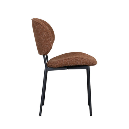 LABEL51 - Eetkamerstoel Senn 59x53x85cm - Coral Royal Boucle | Zwart Metaal