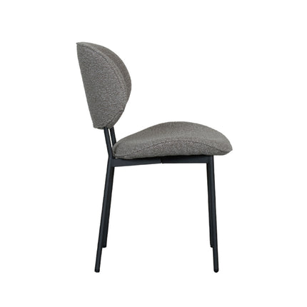 LABEL51 - Eetkamerstoel Senn 59x53x85cm - Mushroom Royal Boucle | Zwart Metaal