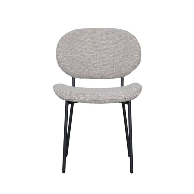 LABEL51 - Eetkamerstoel Senn 59x53x85cm - Naturel Royal Boucle | Zwart Metaal