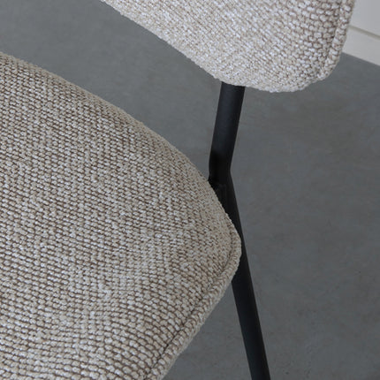 LABEL51 - Eetkamerstoel Senn 59x53x85cm - Naturel Royal Boucle | Zwart Metaal