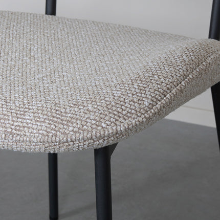LABEL51 - Eetkamerstoel Senn 59x53x85cm - Naturel Royal Boucle | Zwart Metaal