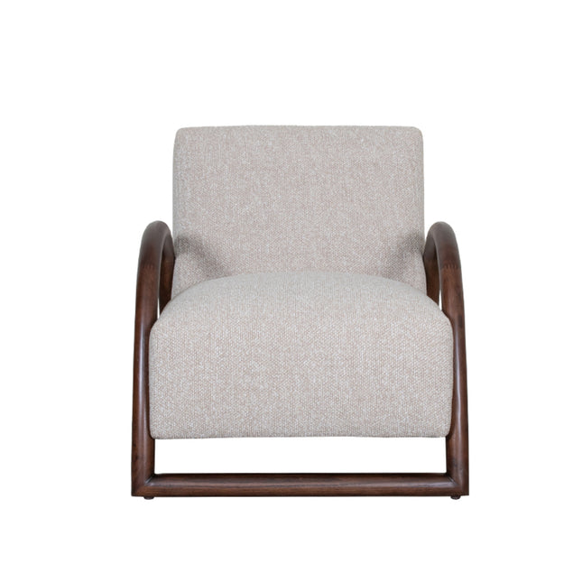 LABEL51 - Fauteuil Viggo 70x90x74 cm - Naturel Royal Boucle | Walnoot Eiken