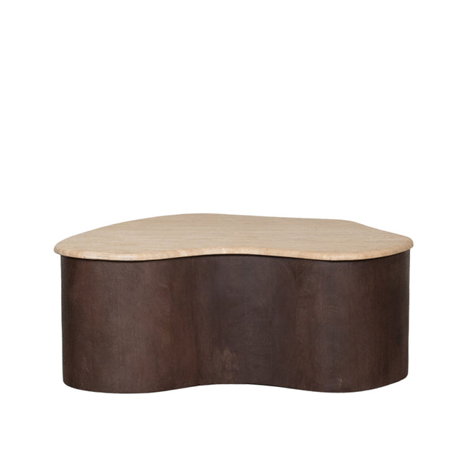 LABEL51 - Salontafel Davi 80x70x31 cm - Travertin | Espresso Mangohout