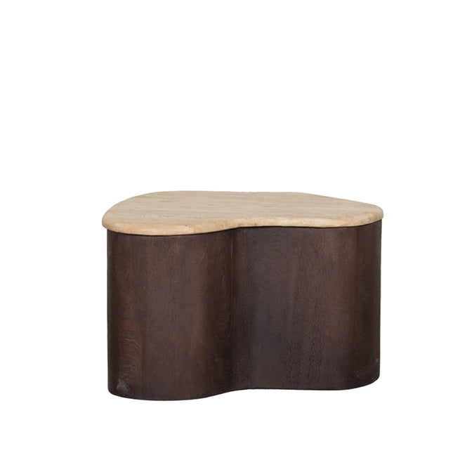 LABEL51 - Salontafel Davi 50x35x31 cm - Travertin | Espresso Mangohout