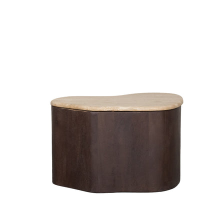 LABEL51 - Salontafel Davi 50x35x31 cm - Travertin | Espresso Mangohout