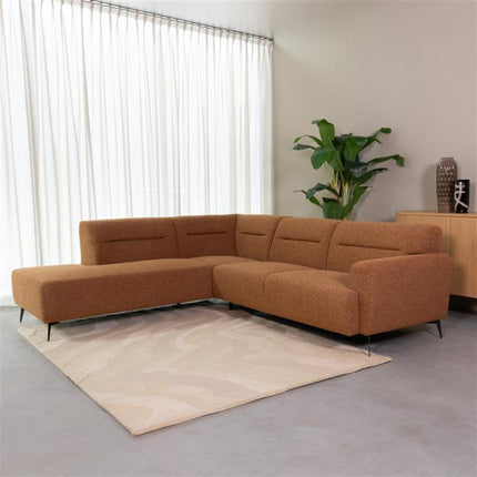 LABEL51 - Hoekbank Bolzano Links 270x227x80 cm - Coral Royal Boucle | Zwart Metaal