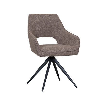 LABEL51 - Eetkamerstoel Finley 60x59x91 cm - Bruin Boucle | Zwart Metaal