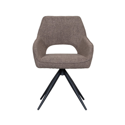 LABEL51 - Eetkamerstoel Finley 60x59x91 cm - Bruin Boucle | Zwart Metaal