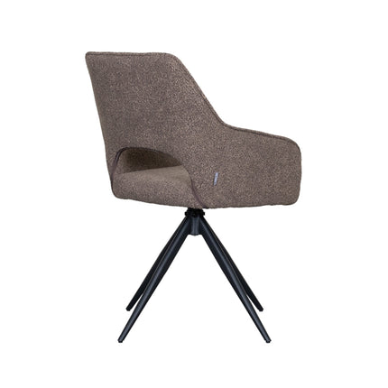 LABEL51 - Eetkamerstoel Finley 60x59x91 cm - Bruin Boucle | Zwart Metaal