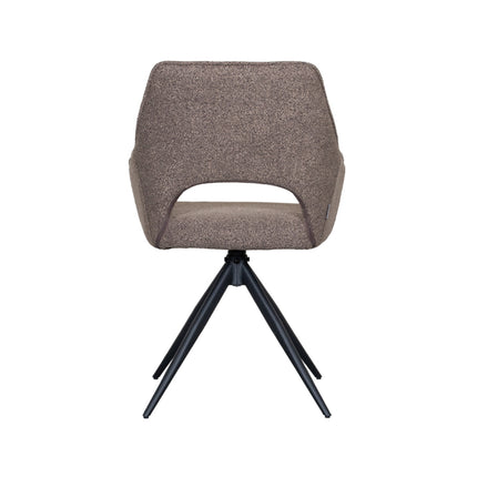 LABEL51 - Eetkamerstoel Finley 60x59x91 cm - Bruin Boucle | Zwart Metaal