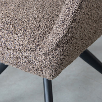 LABEL51 - Eetkamerstoel Finley 60x59x91 cm - Bruin Boucle | Zwart Metaal