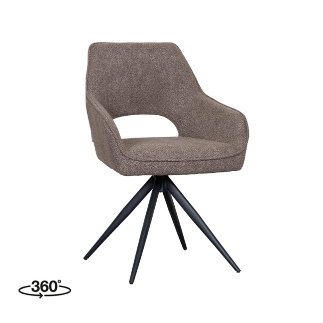 LABEL51 - Eetkamerstoel Finley 60x59x91 cm - Bruin Boucle | Zwart Metaal
