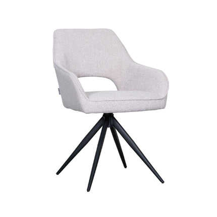 LABEL51 - Eetkamerstoel Finley 60x59x91 cm - Naturel Boucle | Zwart Metaal
