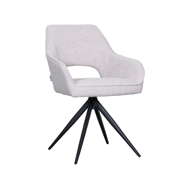 LABEL51 - Eetkamerstoel Finley 60x59x91 cm - Naturel Boucle | Zwart Metaal