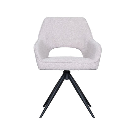 LABEL51 - Eetkamerstoel Finley 60x59x91 cm - Naturel Boucle | Zwart Metaal