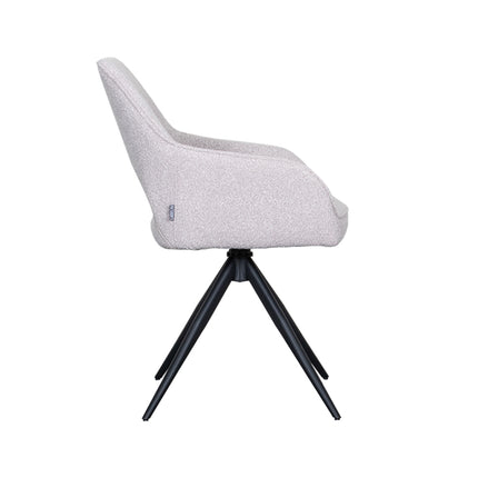 LABEL51 - Eetkamerstoel Finley 60x59x91 cm - Naturel Boucle | Zwart Metaal