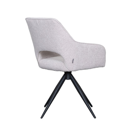 LABEL51 - Eetkamerstoel Finley 60x59x91 cm - Naturel Boucle | Zwart Metaal