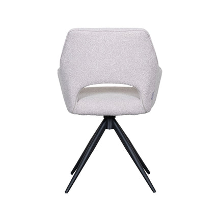 LABEL51 - Eetkamerstoel Finley 60x59x91 cm - Naturel Boucle | Zwart Metaal